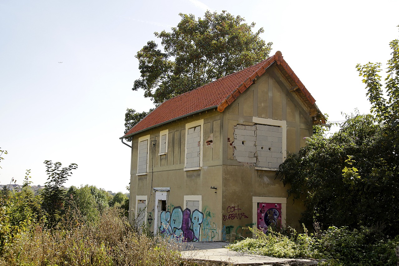 deserted building graffiti free photo