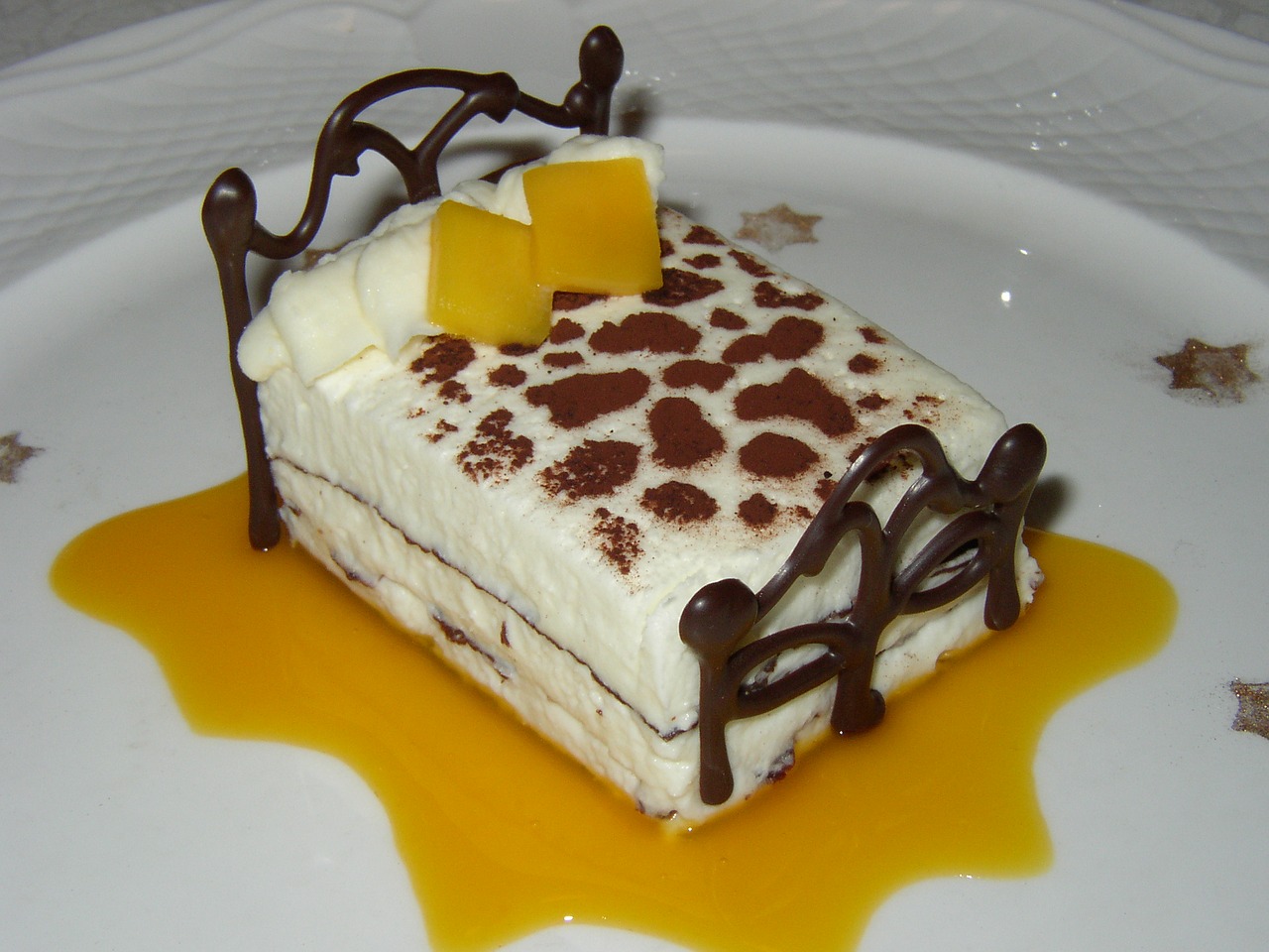 dessert white chocolate mousse mango free photo