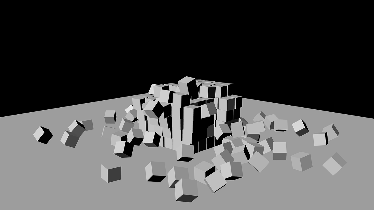 destruction cubes 3d free photo