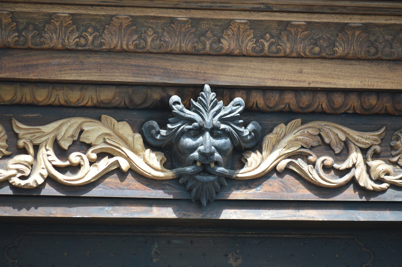 devil carving wood architecture free photo