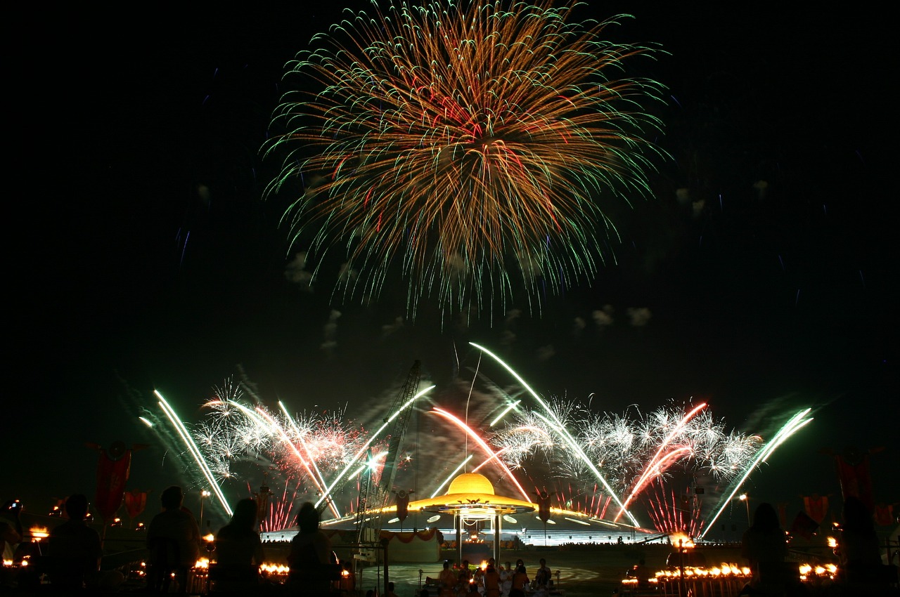 dhammakaya pagoda celebration fireworks free photo
