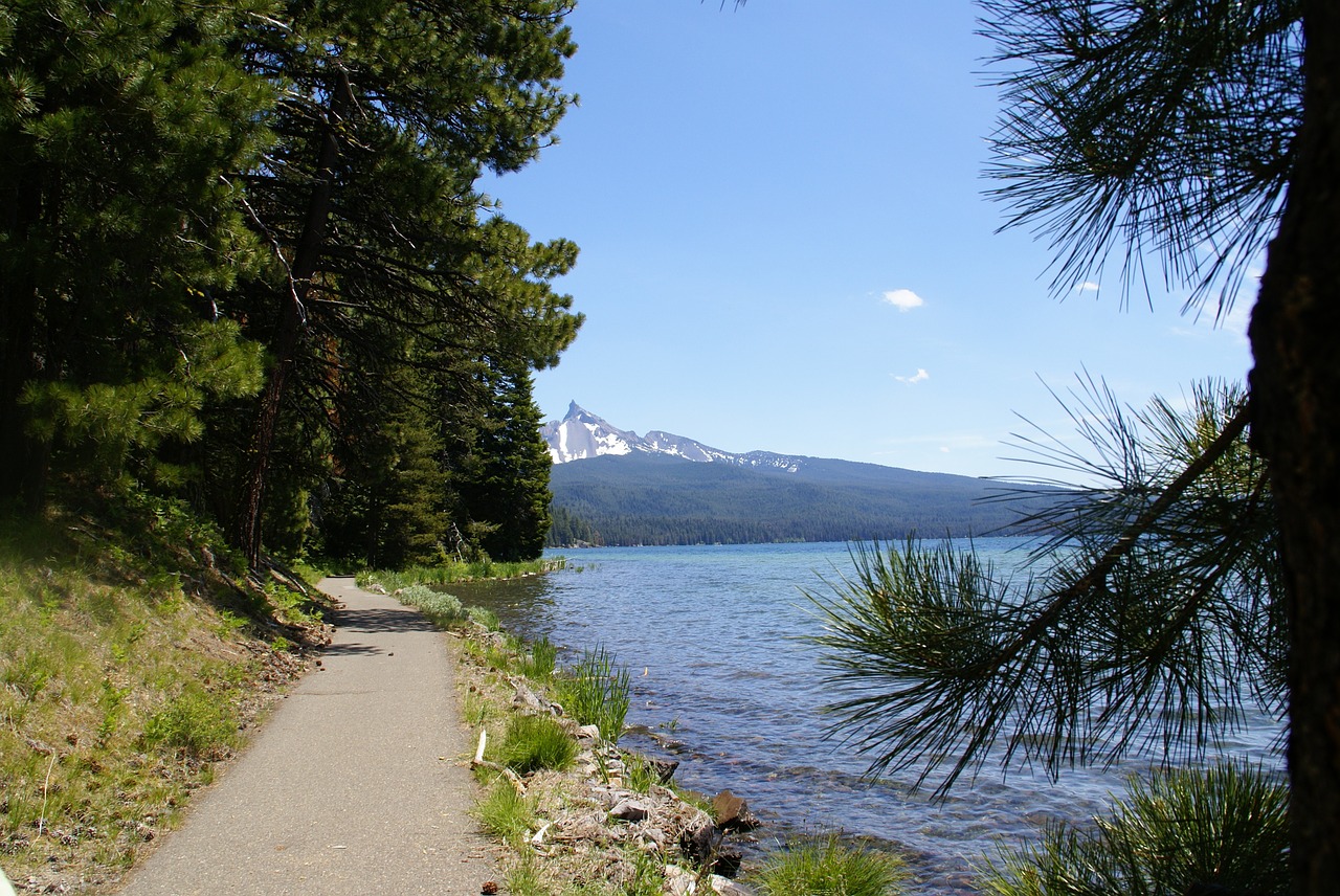 diamond lake bike path path free photo