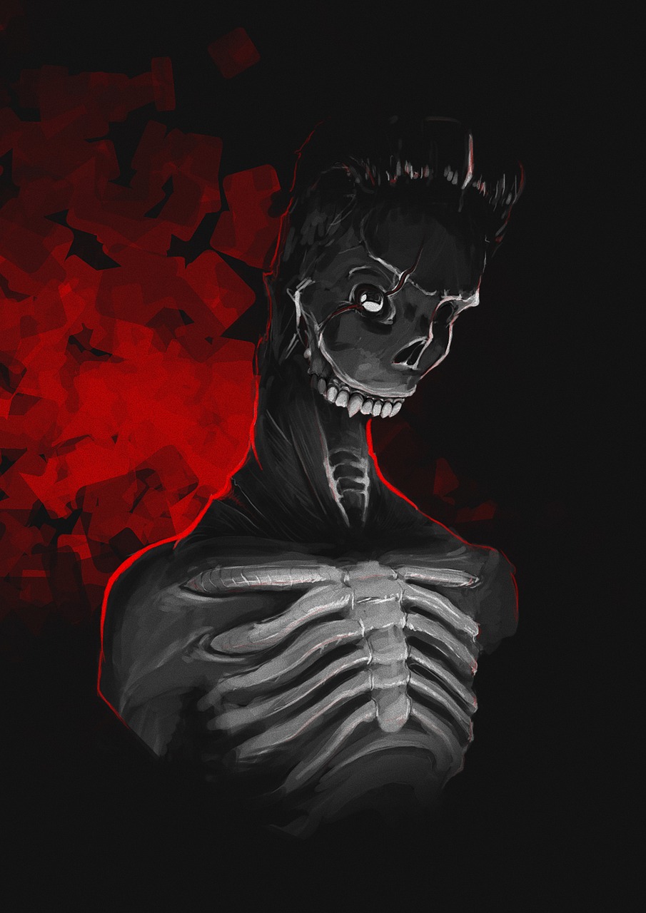dark red skeleton digital free photo