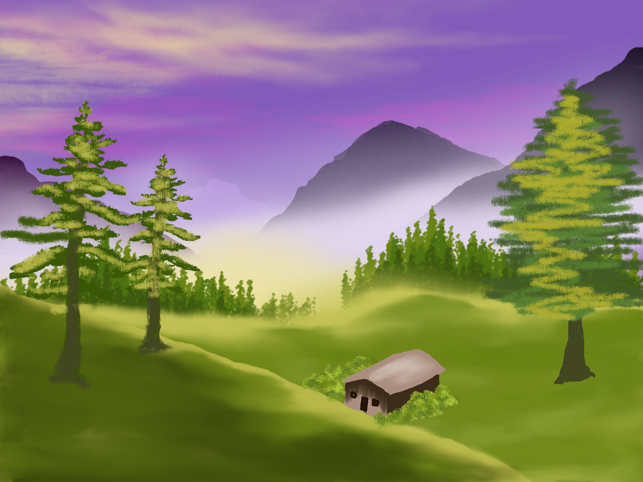 digital art painting landscape free photo