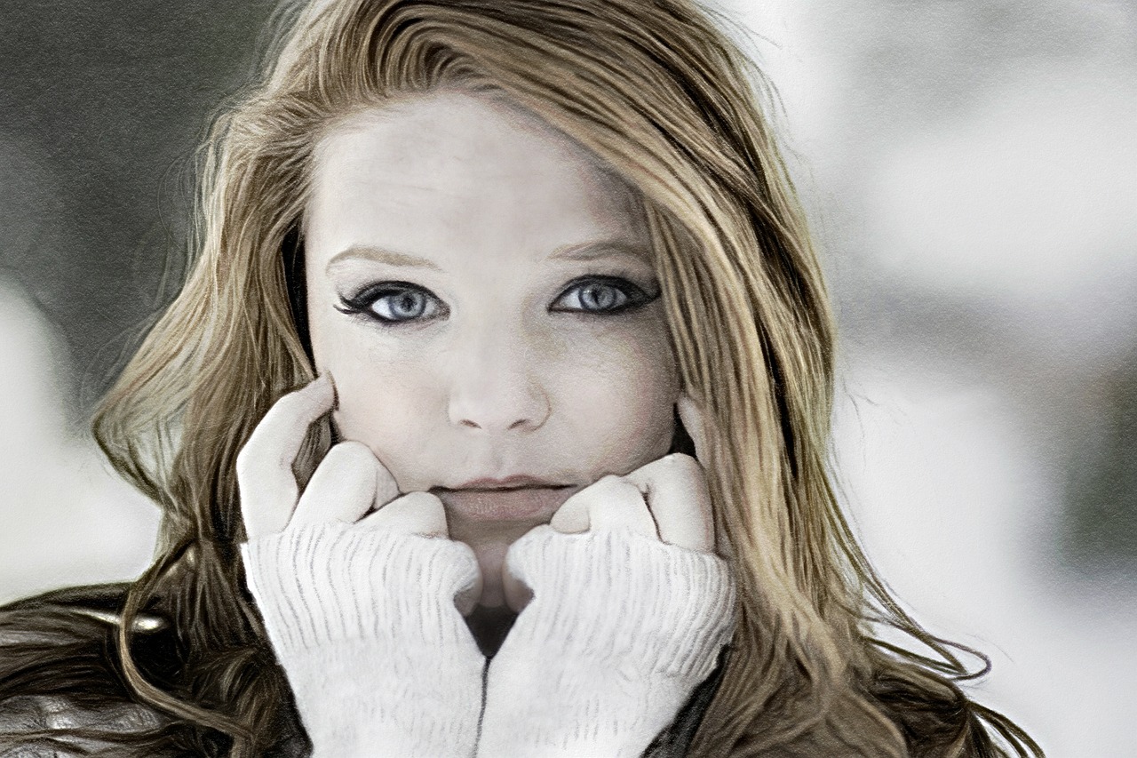 digital drawing  girl  winter free photo