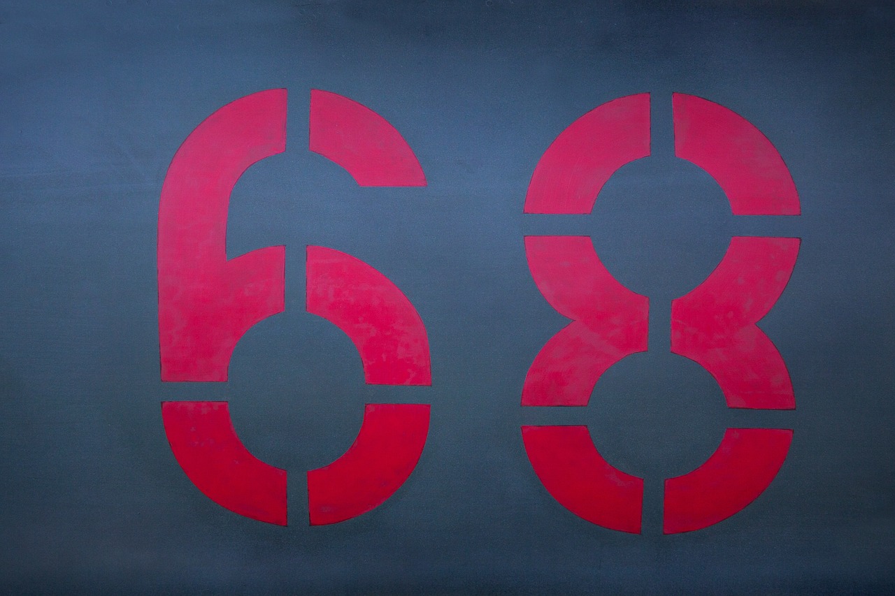 digits 68 red free photo