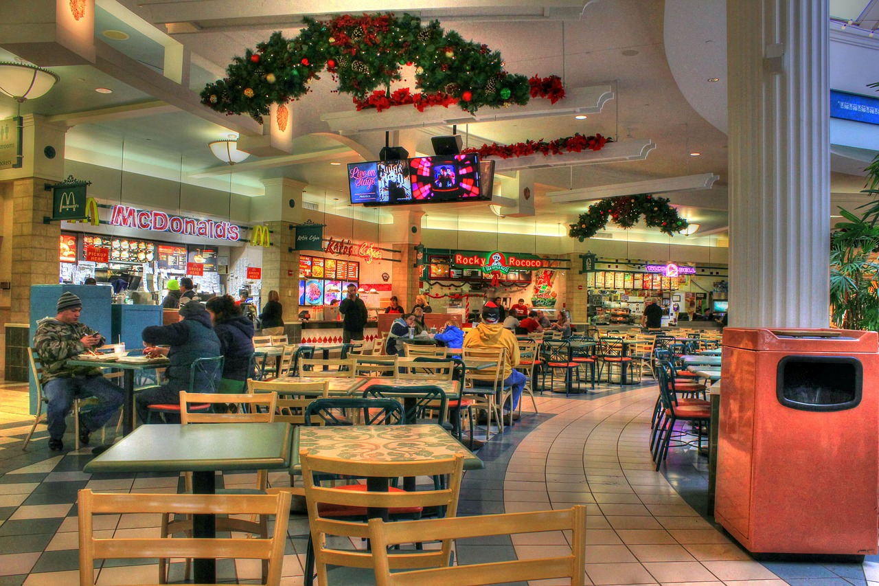 dining court shopping mall corridor free photo