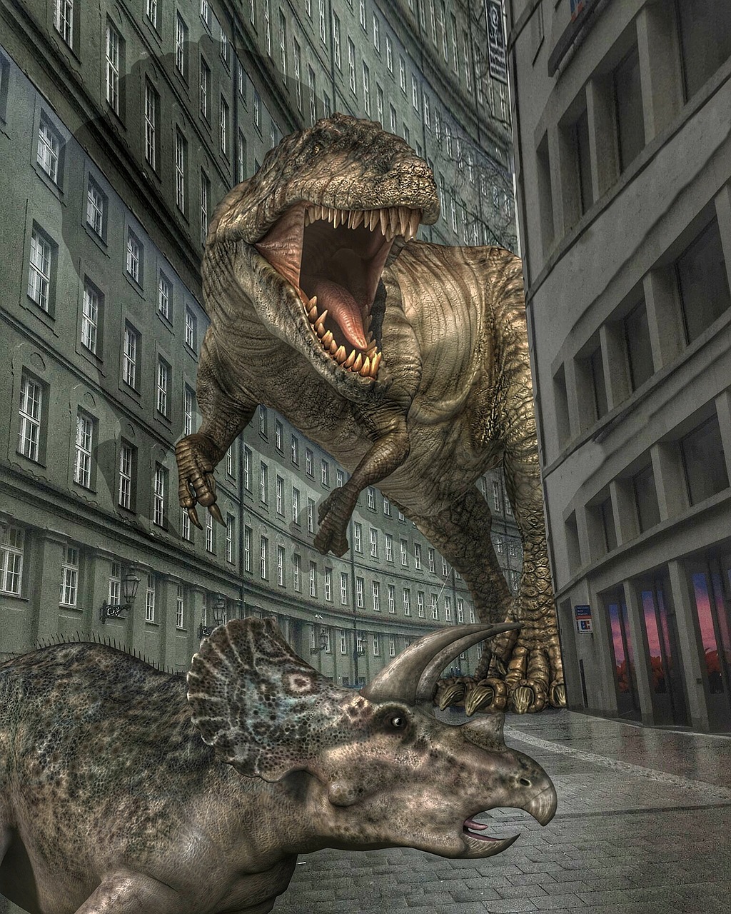 dinosaurs city terror free photo