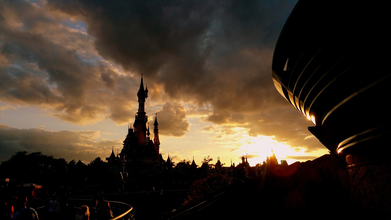 disneyland paris sunset free photo