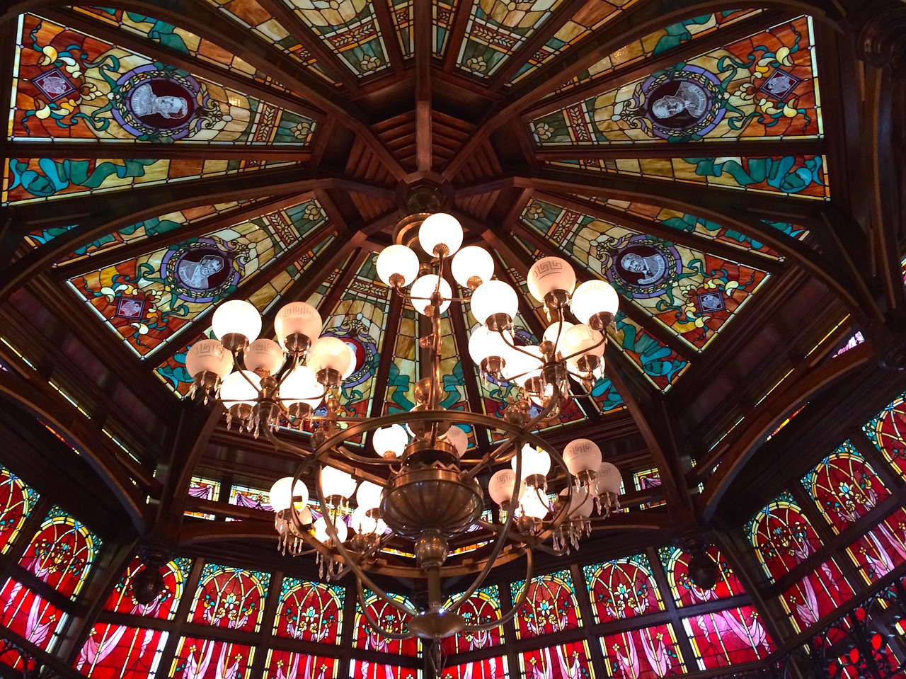 disneyland ceiling stained glass free photo