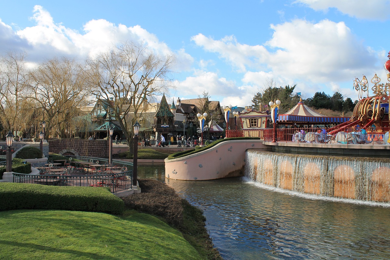 carousel pond waterfall free photo