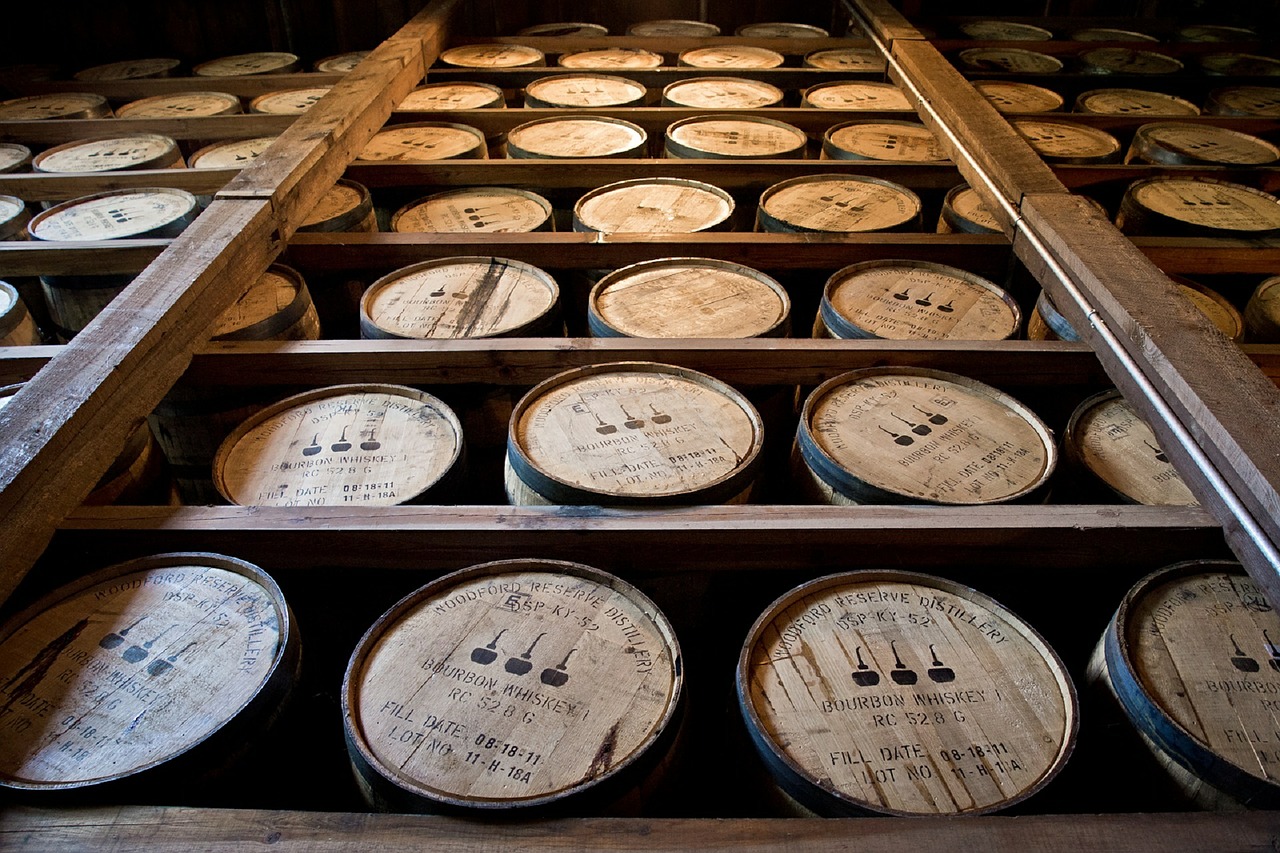 distillery barrels wooden kegs bourbon free photo
