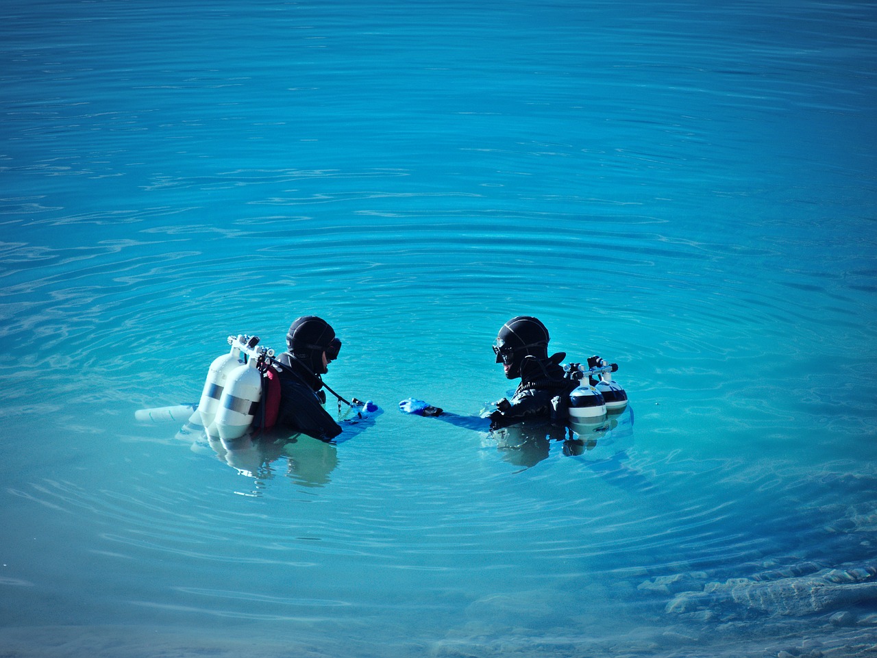 divers lake water free photo