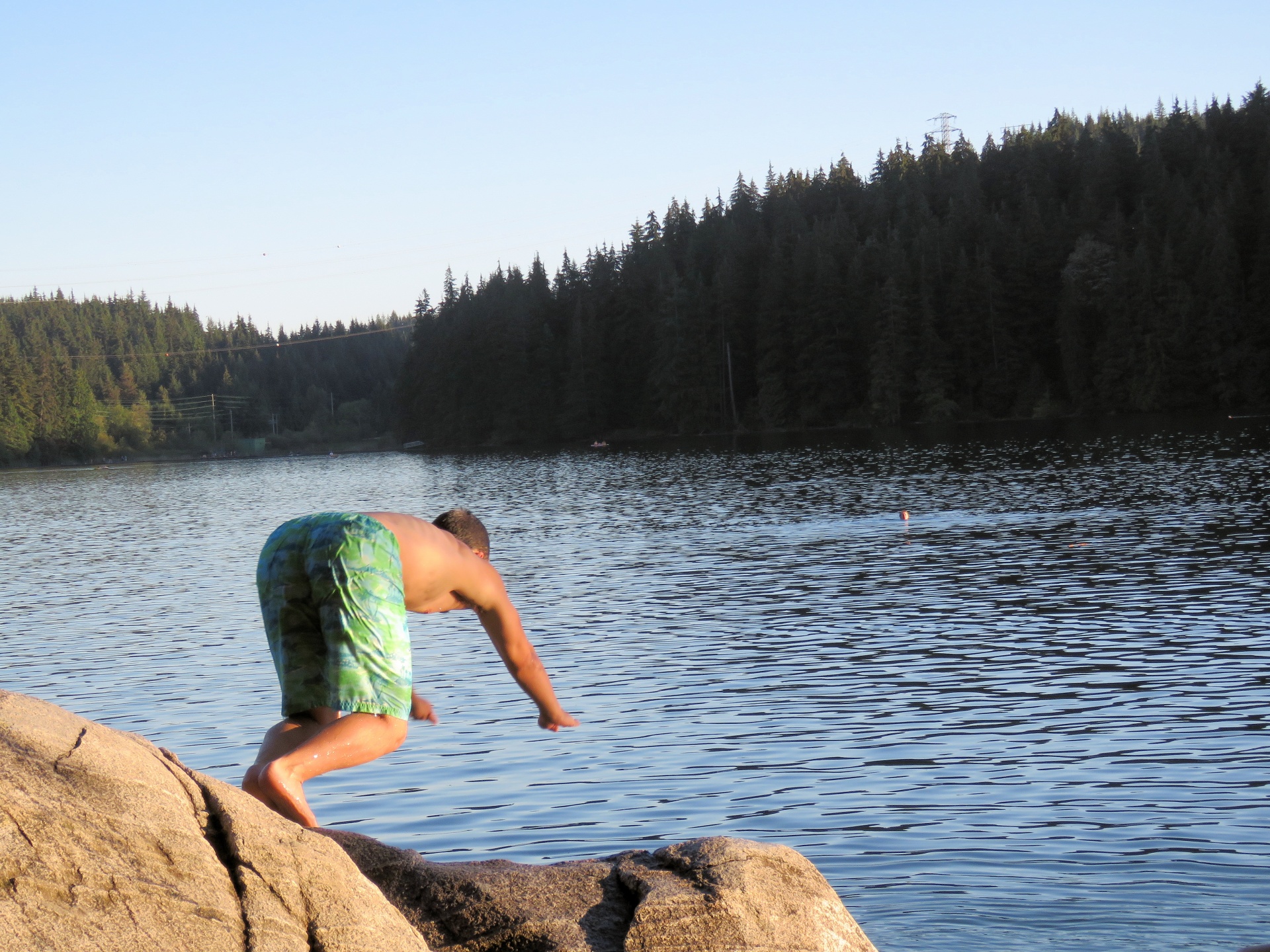 diving jumping lake free photo