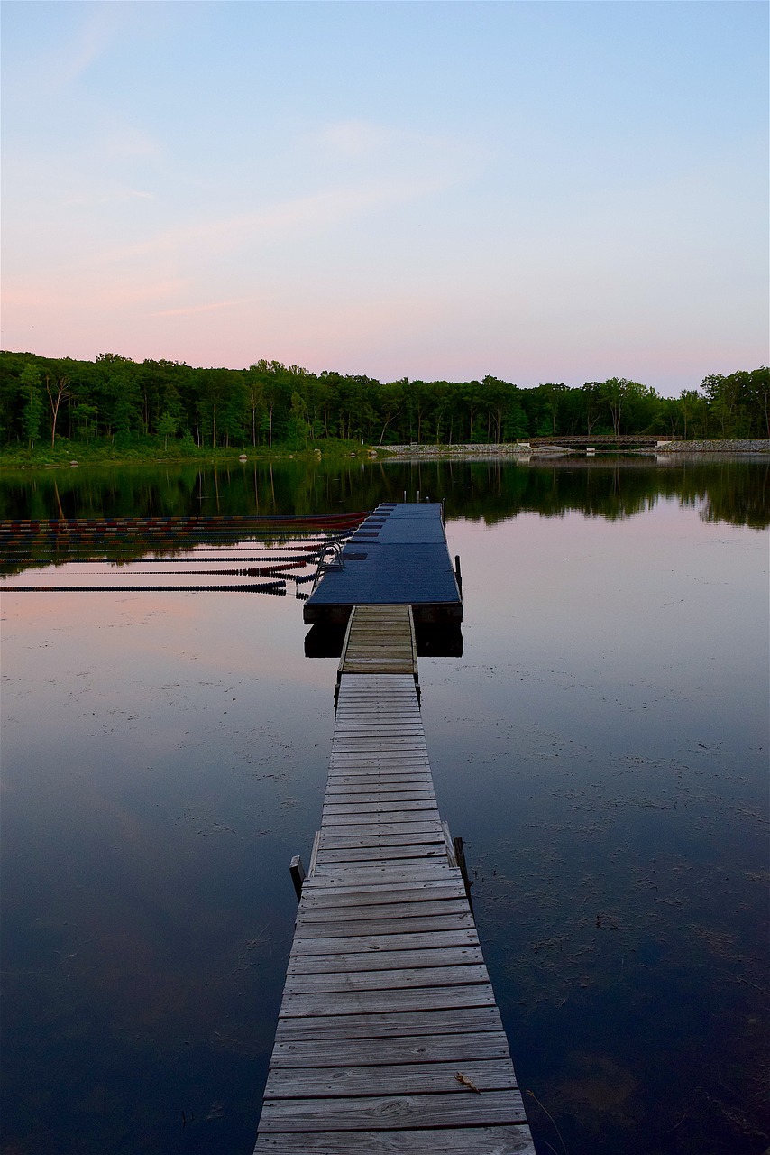 dock lake sunset free photo