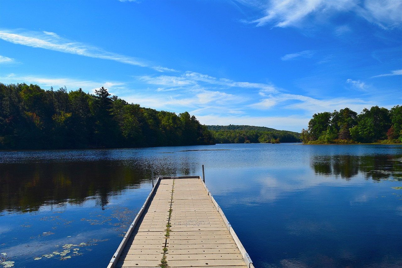 dock lake sky free photo