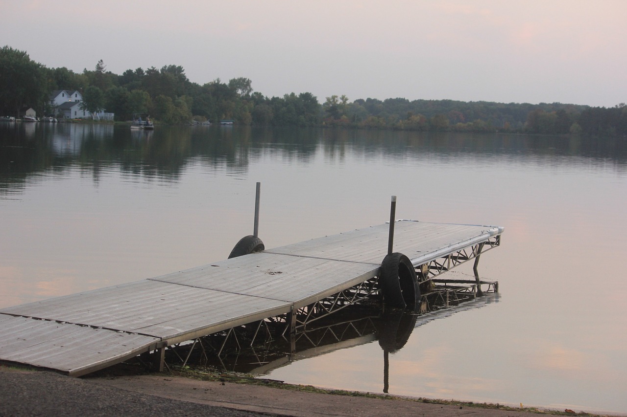 dock lake skyline free photo