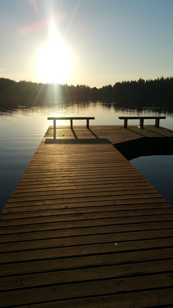 dock water sunset free photo