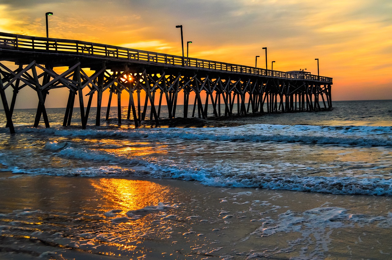 dock  ocean  sunrise free photo