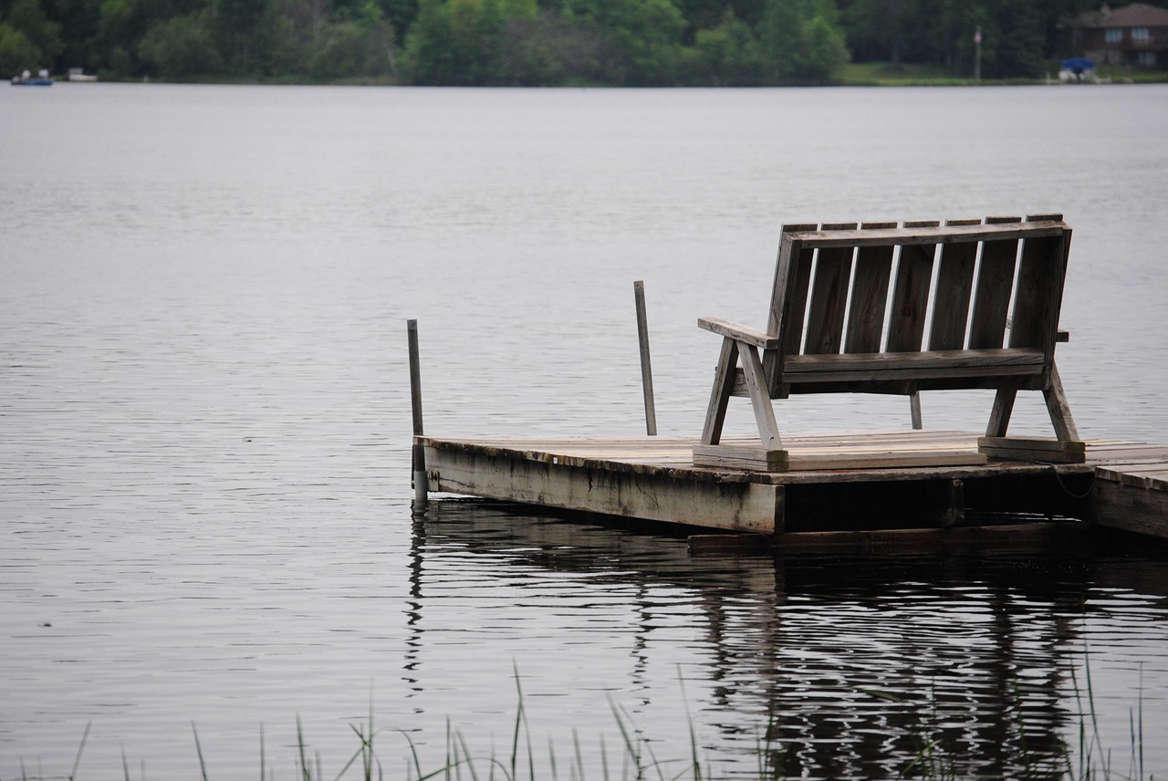 dock lake bench free photo