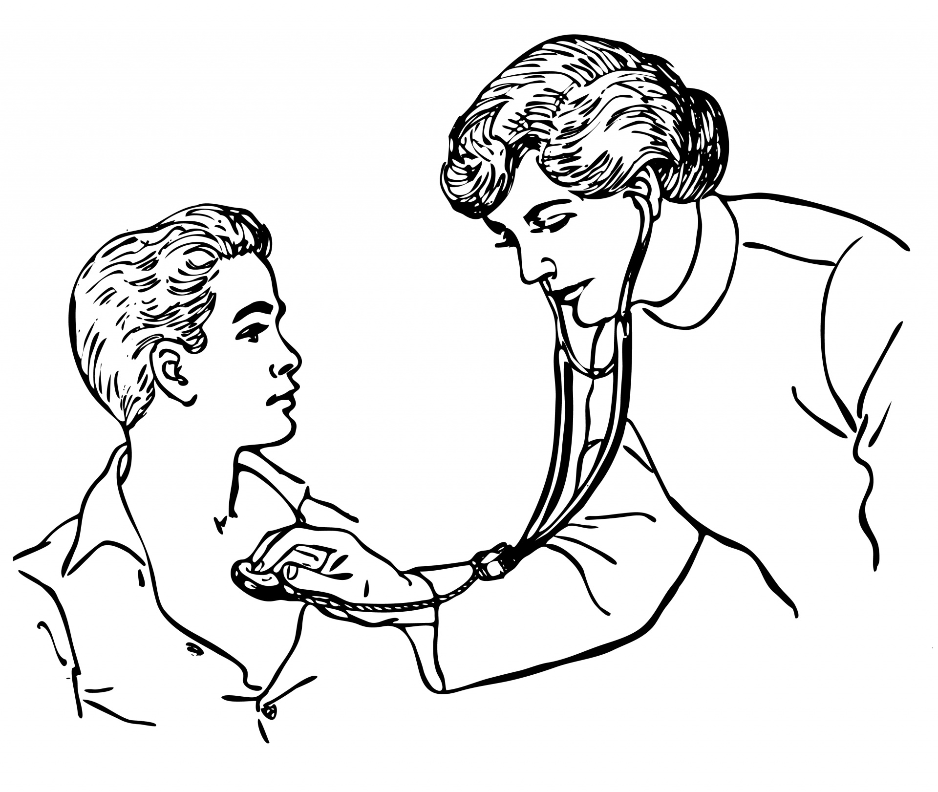 kid doctor clipart black and white