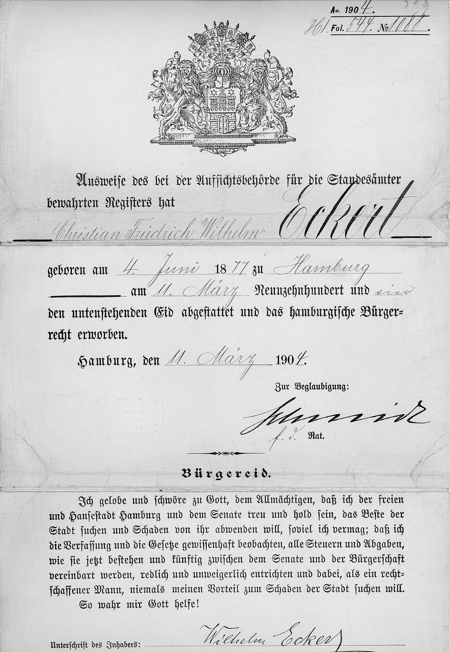 document certificate old free photo
