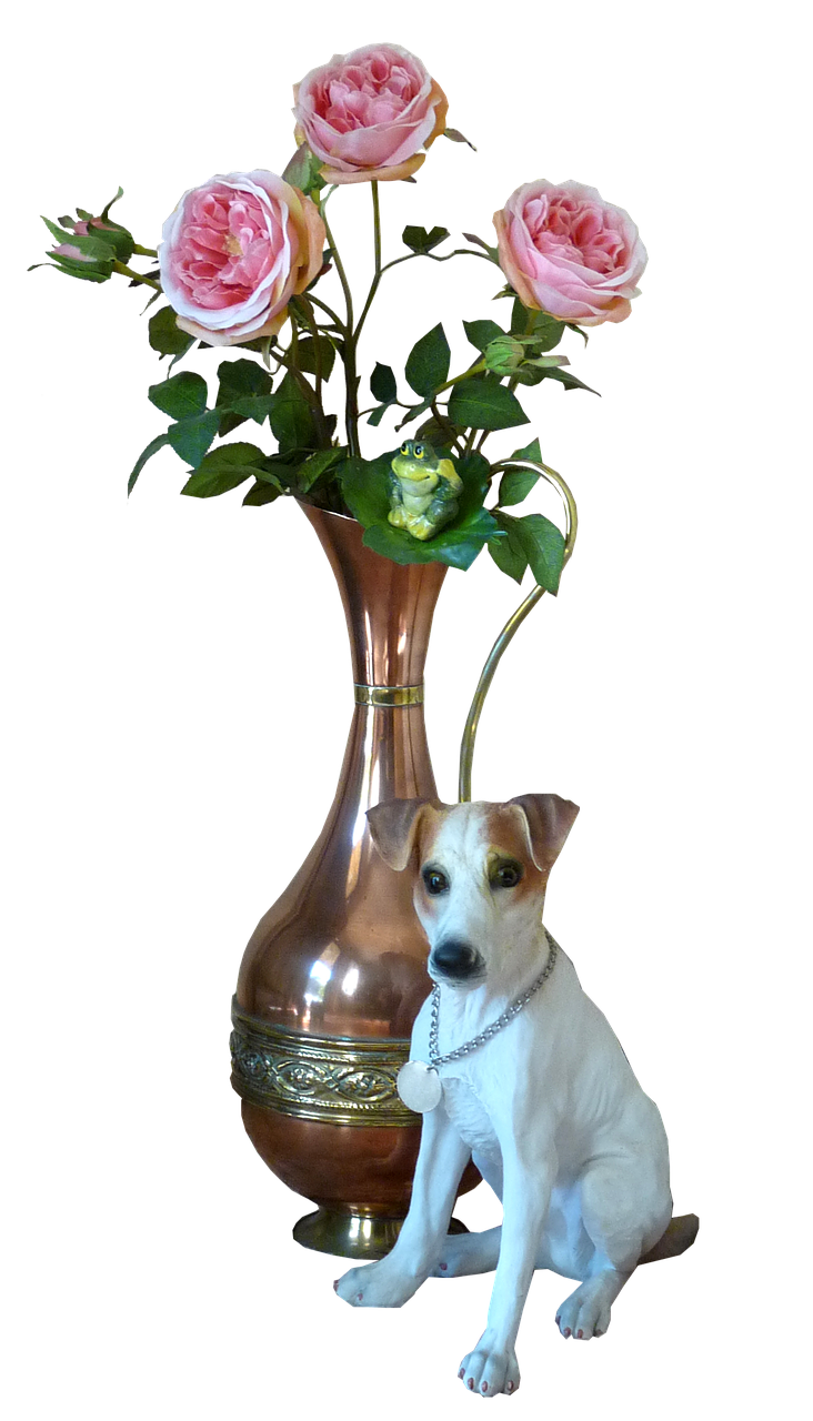 dog with roses free photo