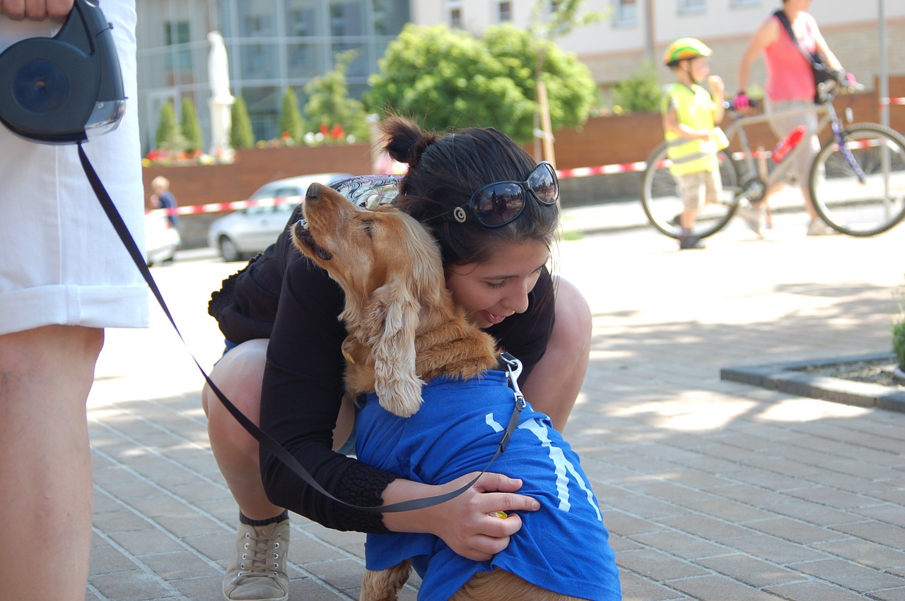 dog host hug free photo
