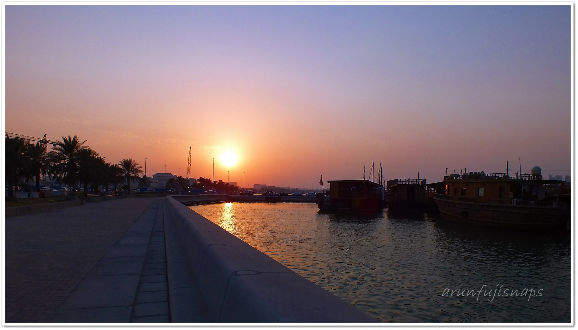 sunset doha qatar free photo