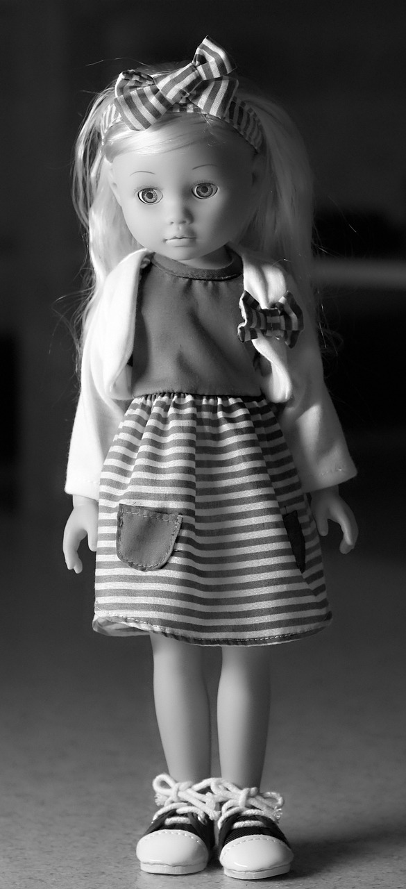 doll black white black and white free photo