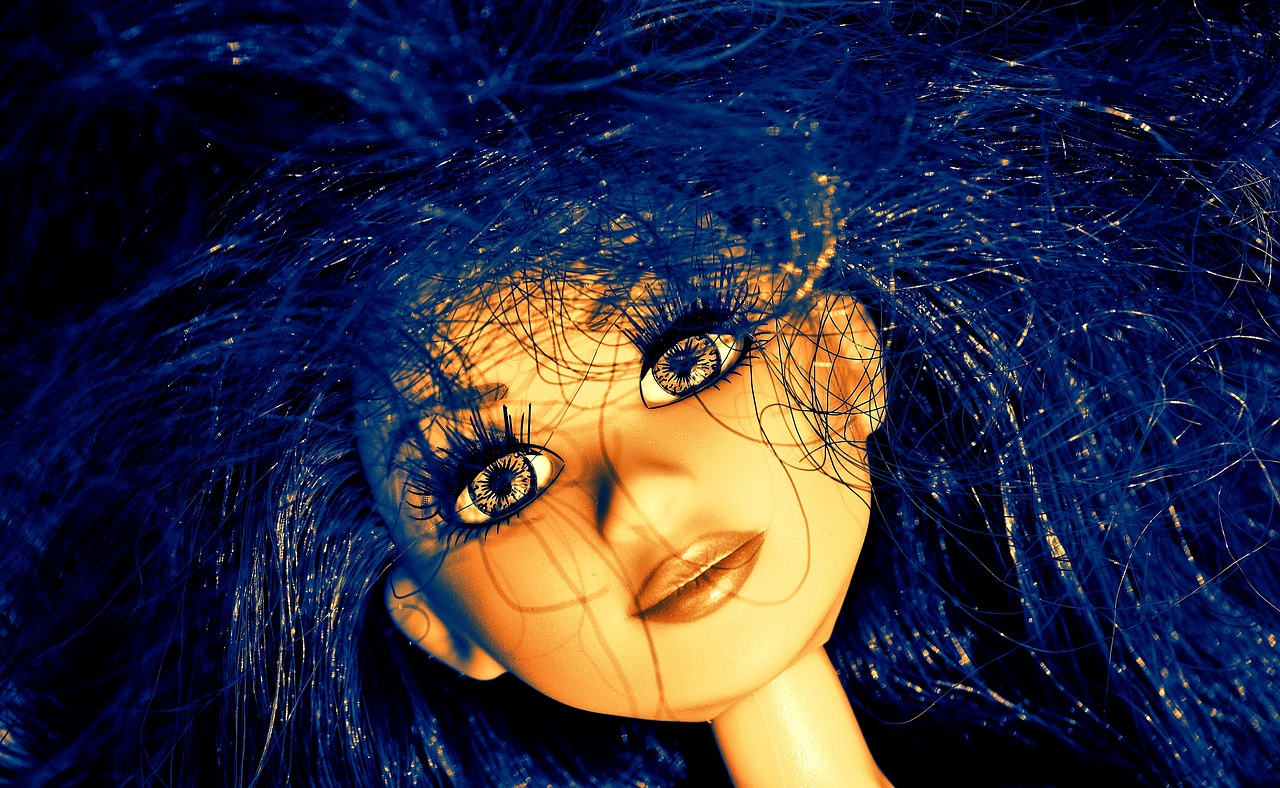 doll blue hair wuschelig free photo
