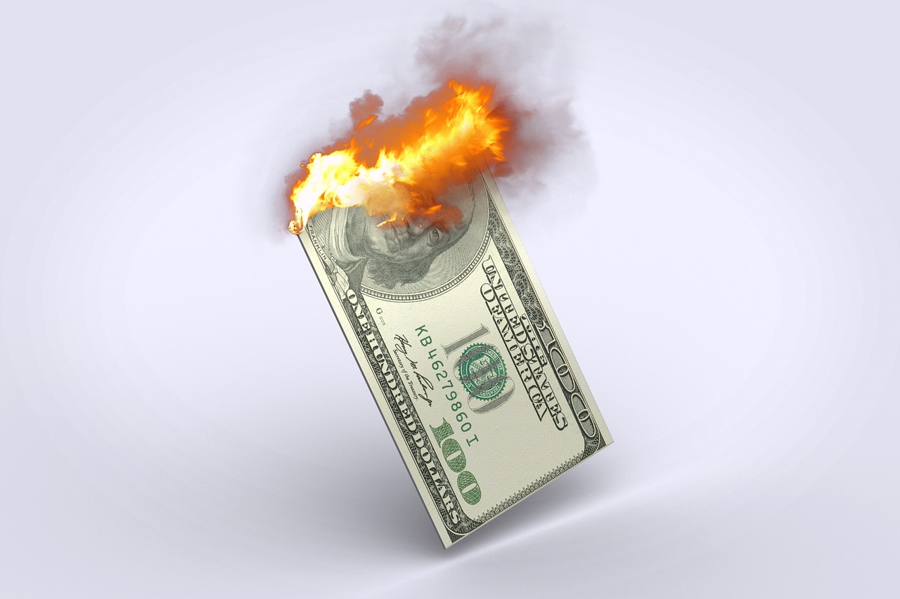 dollar 100 dollar bill dollar burning free photo