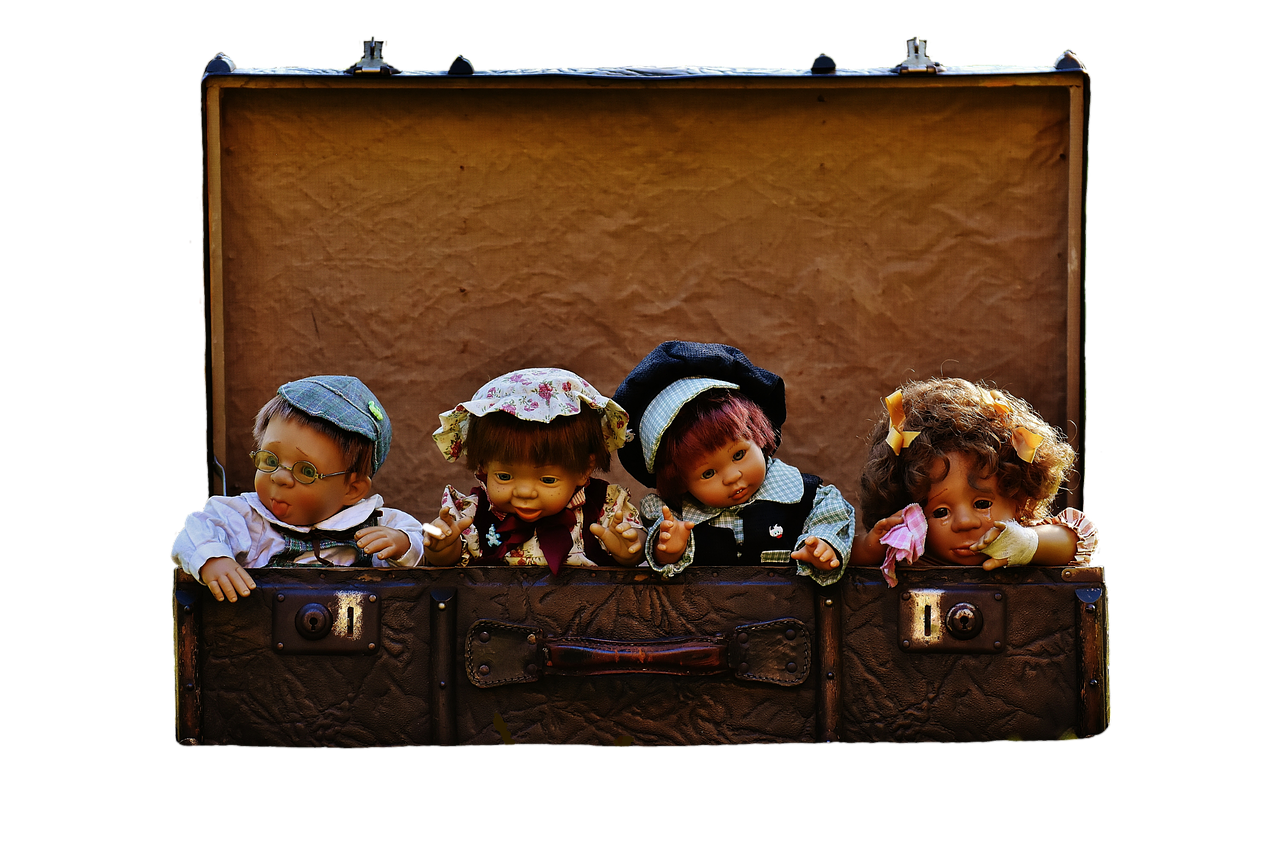 dolls children luggage free photo