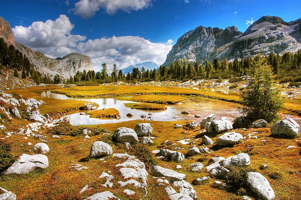 dolomites mountains river free photo