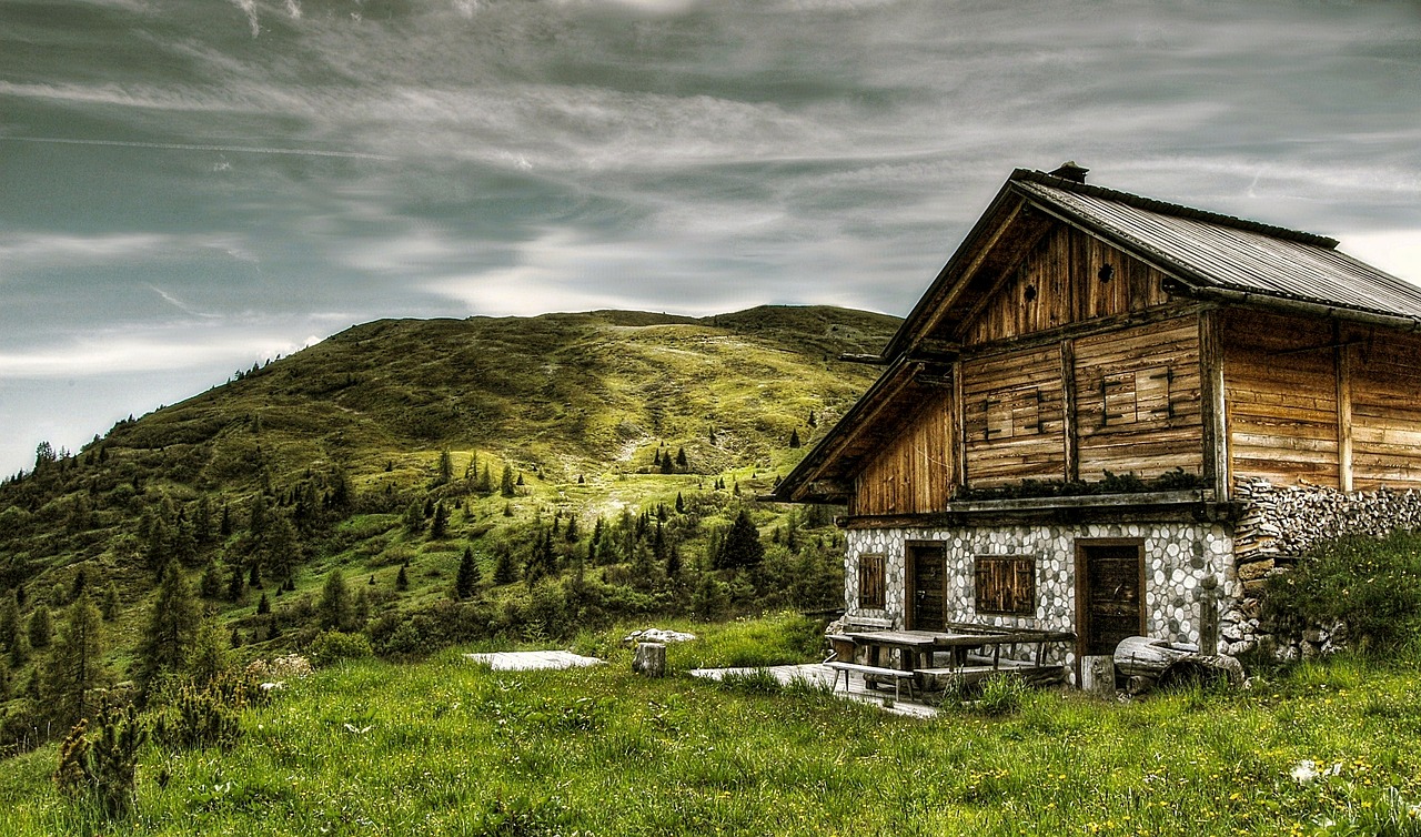 dolomites mountains hut free photo