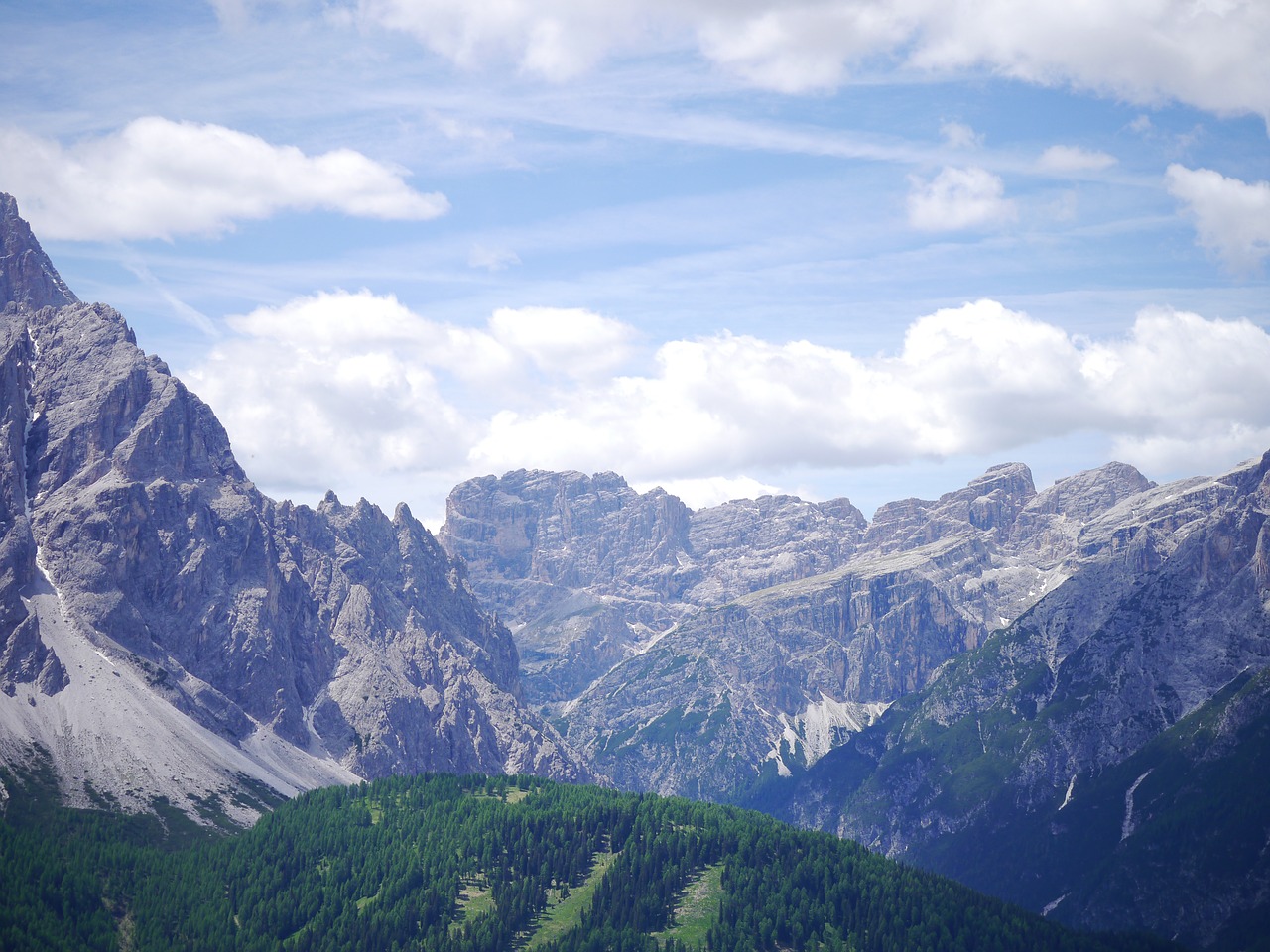 dolomites mountains clouds free photo