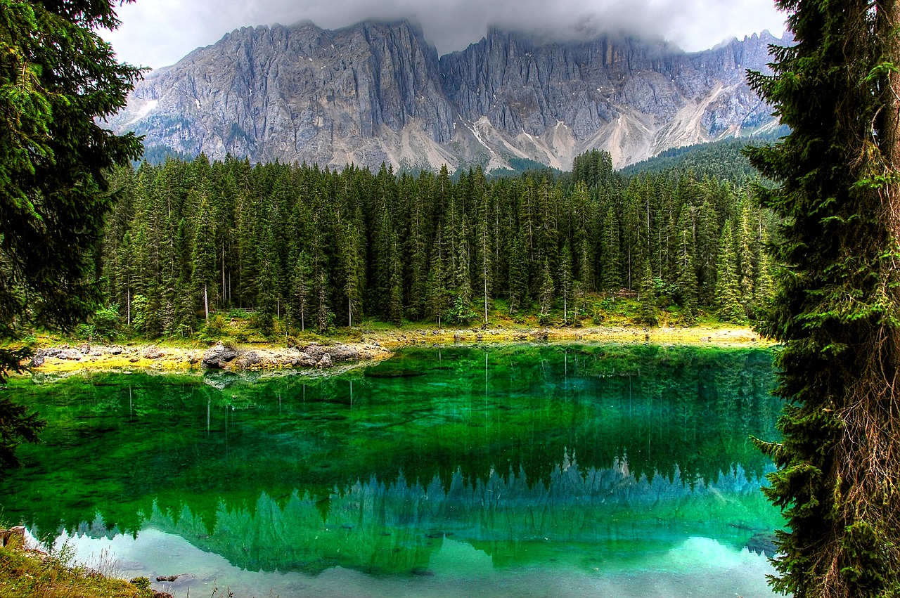 dolomites karersee bergsee free photo