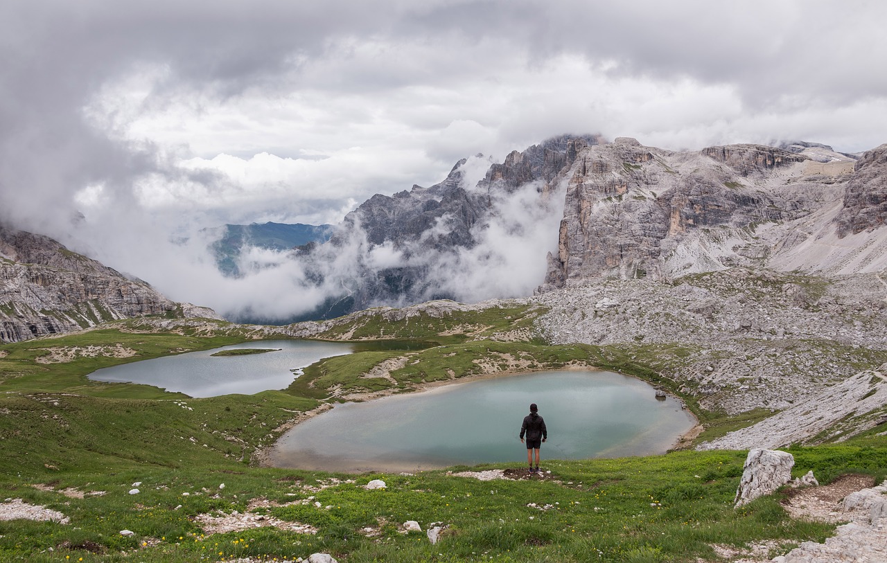 dolomites hiker landscape free photo