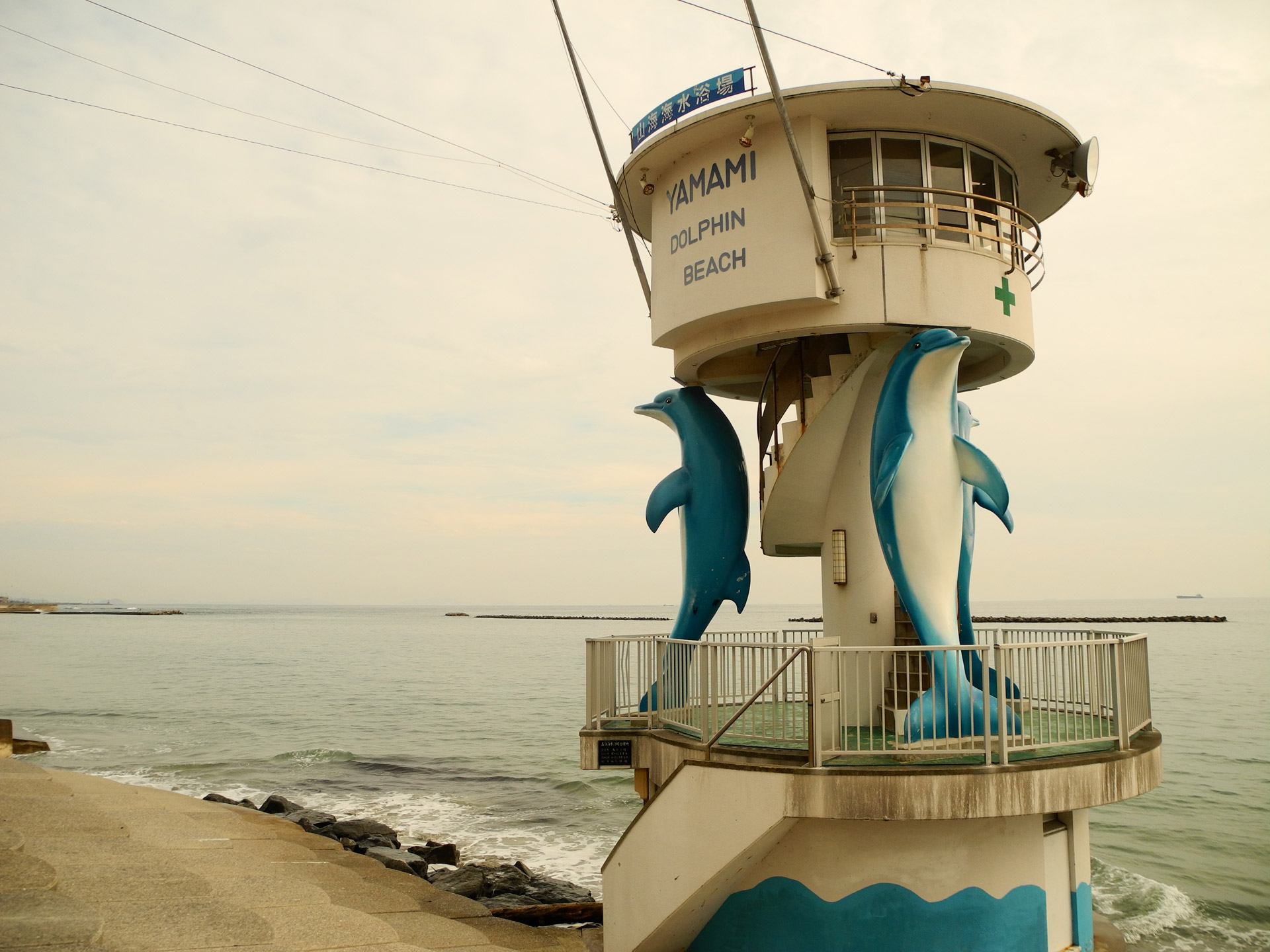 beach lookout post dolphin free photo