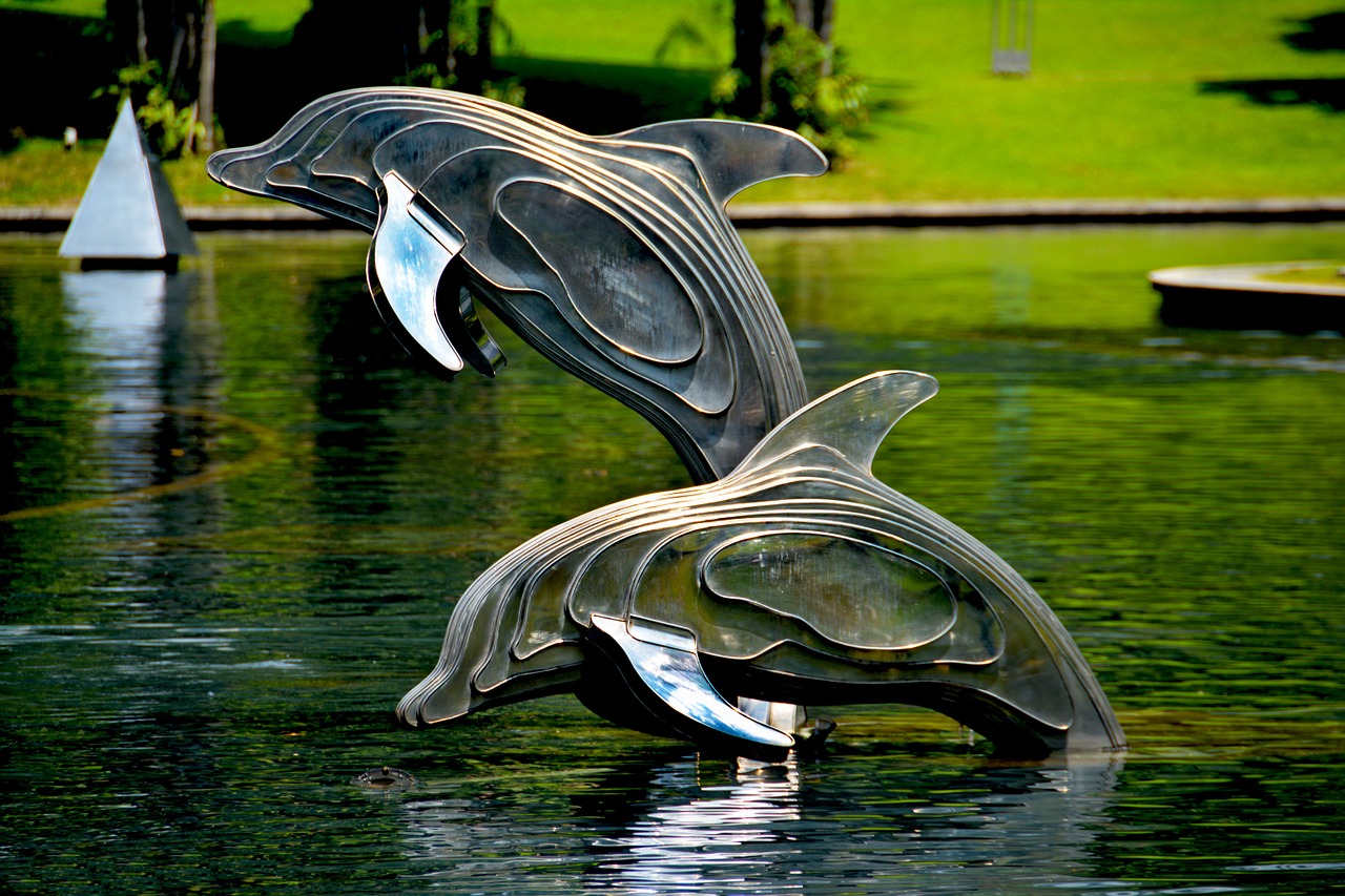dolphins sculpture statue free photo