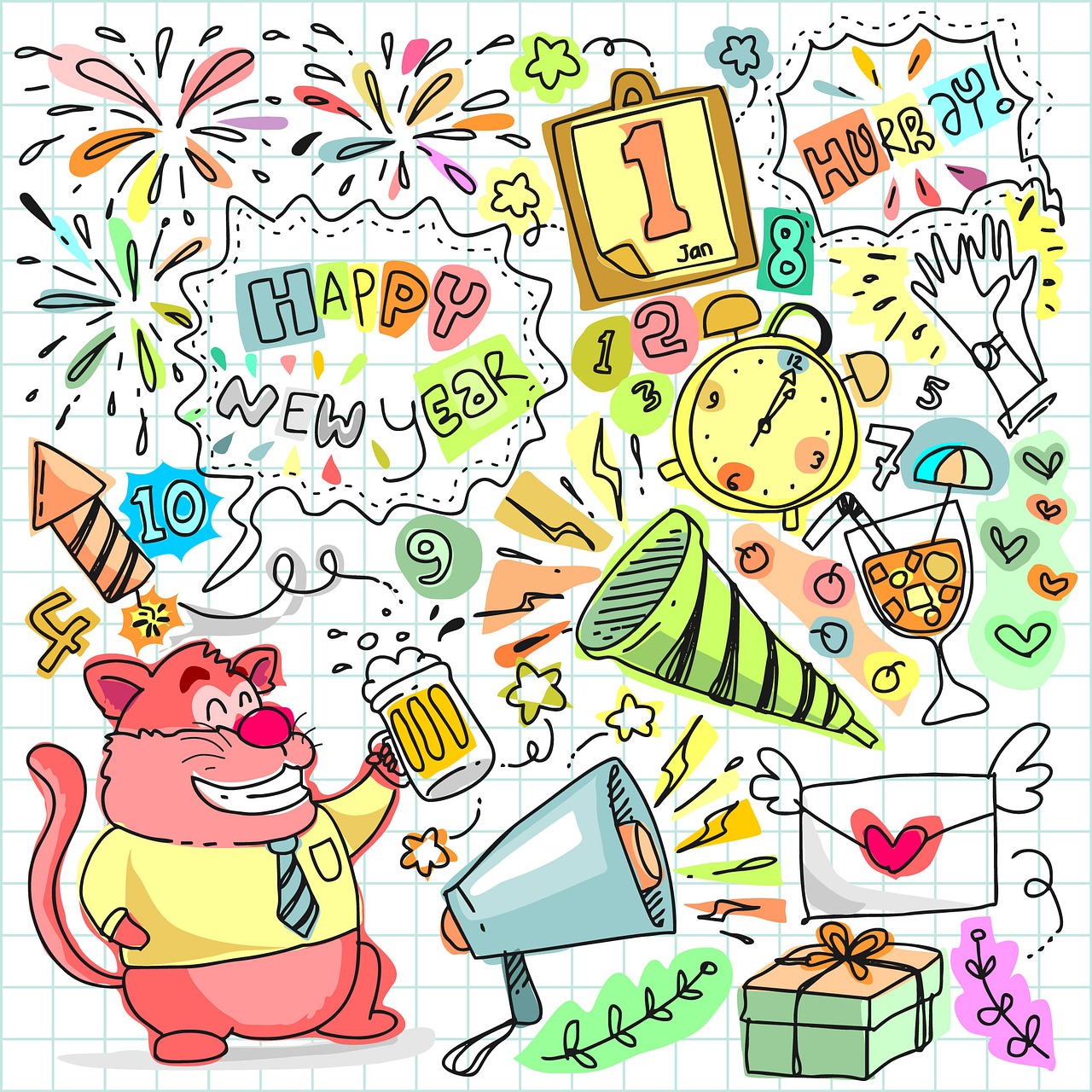 doodle new year free photo