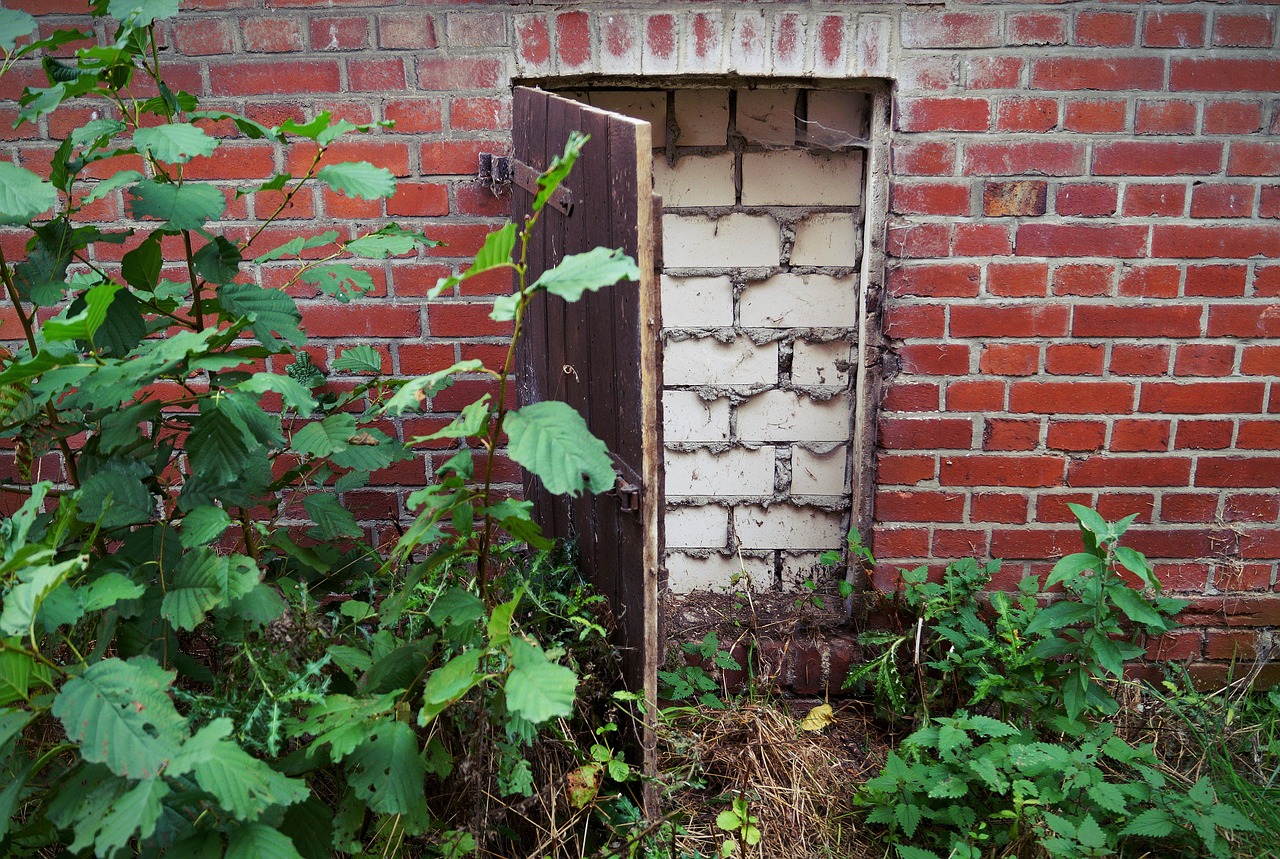 door wall bricked up free photo