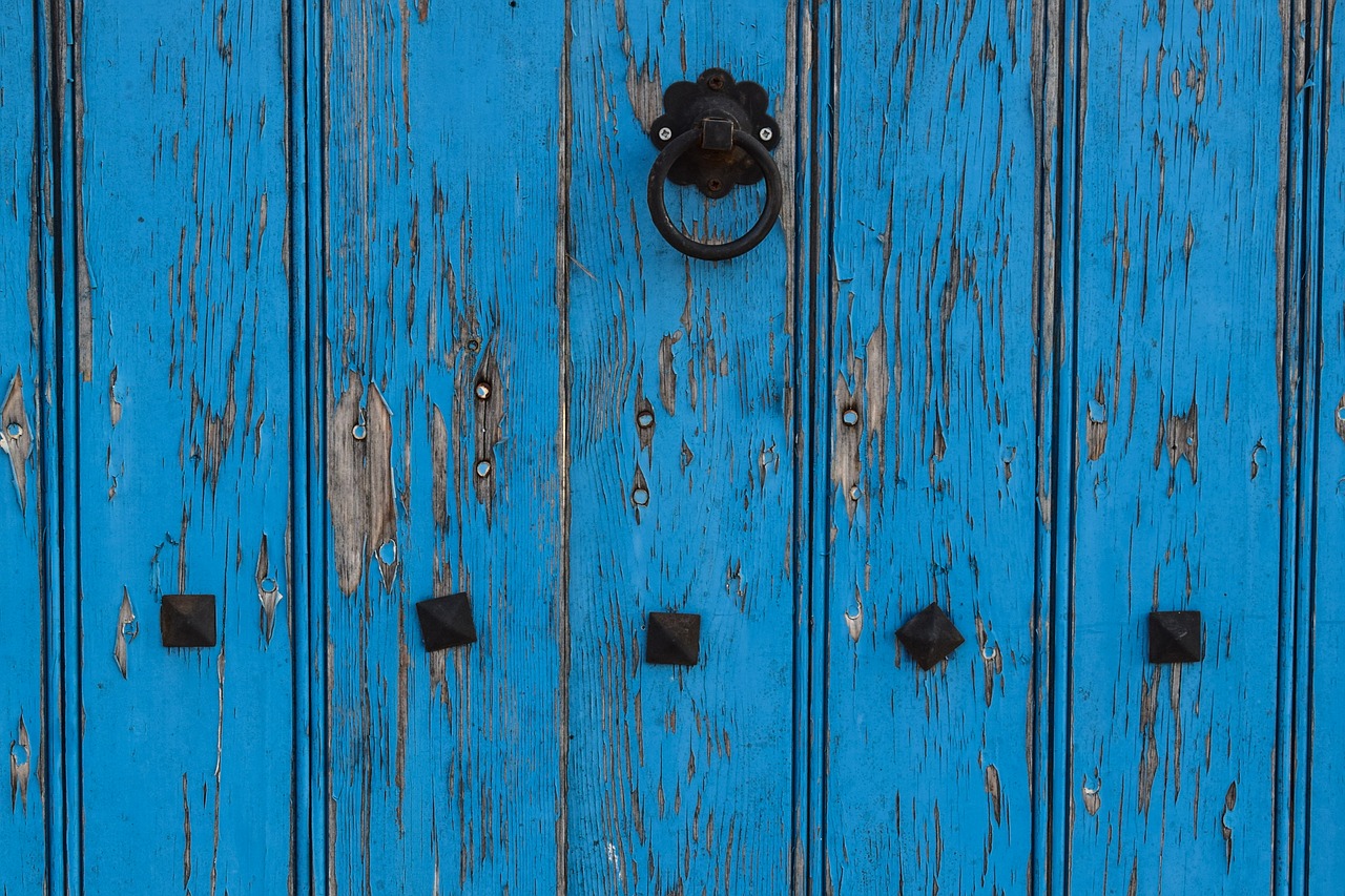 door wooden blue free photo