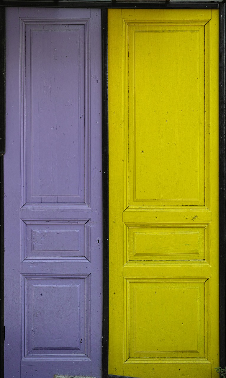 door purple yellow free photo