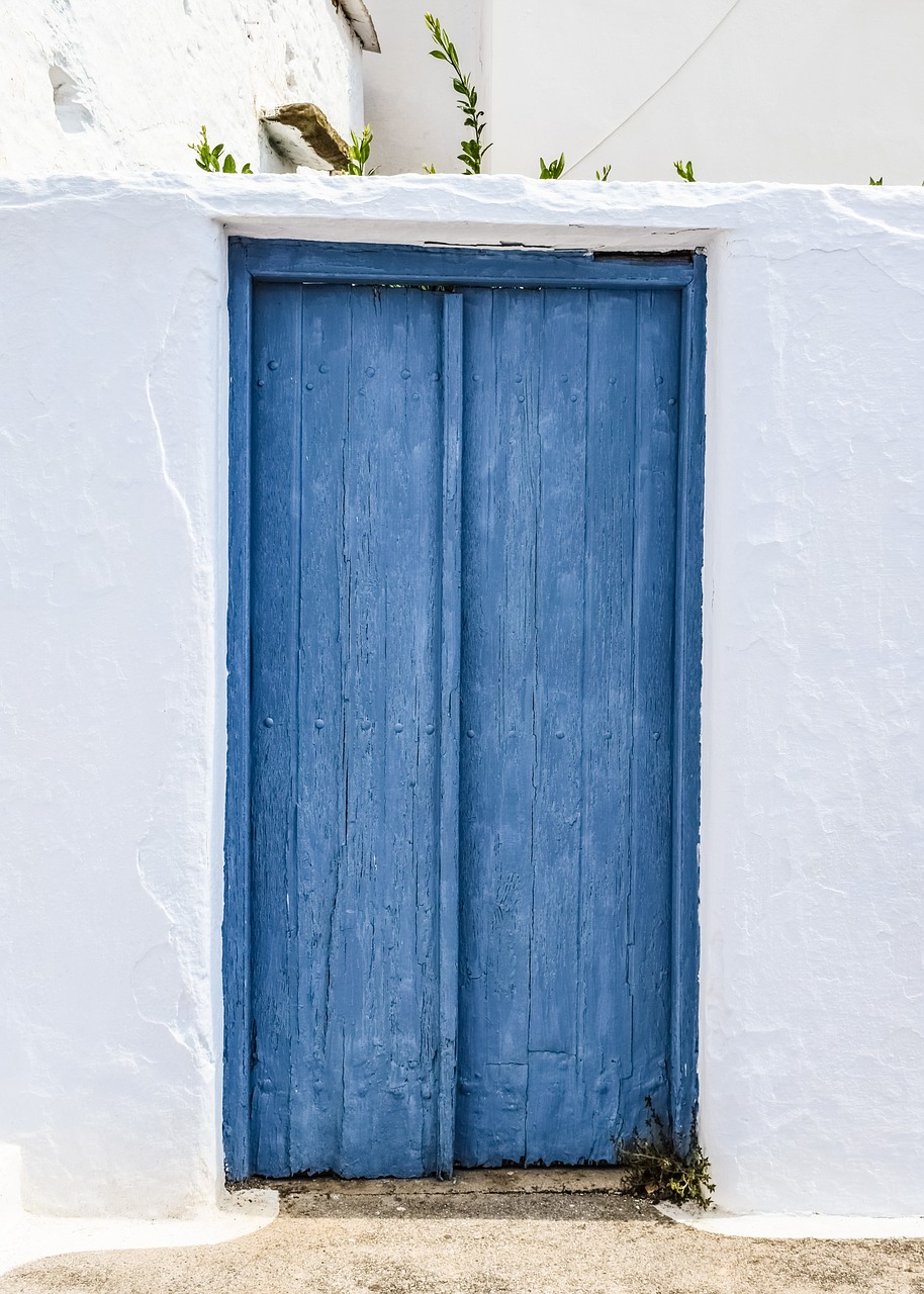 door wooden blue free photo