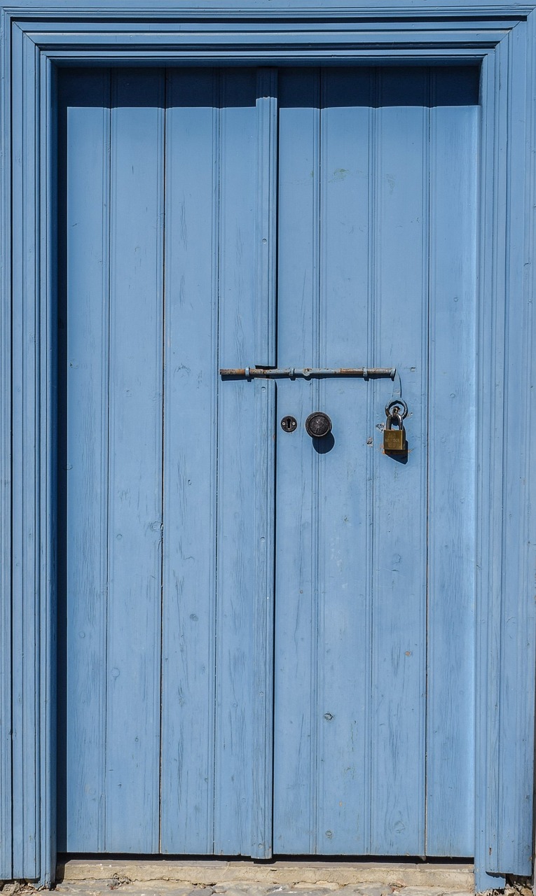 door wooden blue free photo