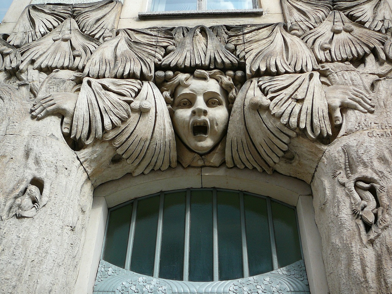 door frieze art nouveau architecture free photo