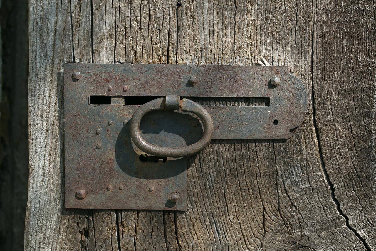 door lock  antique  wooden door free photo