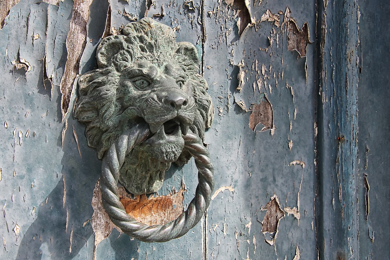 doorknocker lion head old free photo