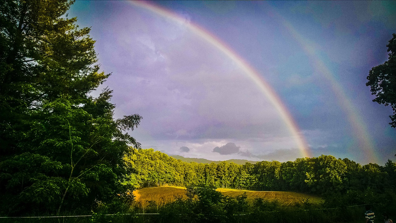 double rainbow sky free photo